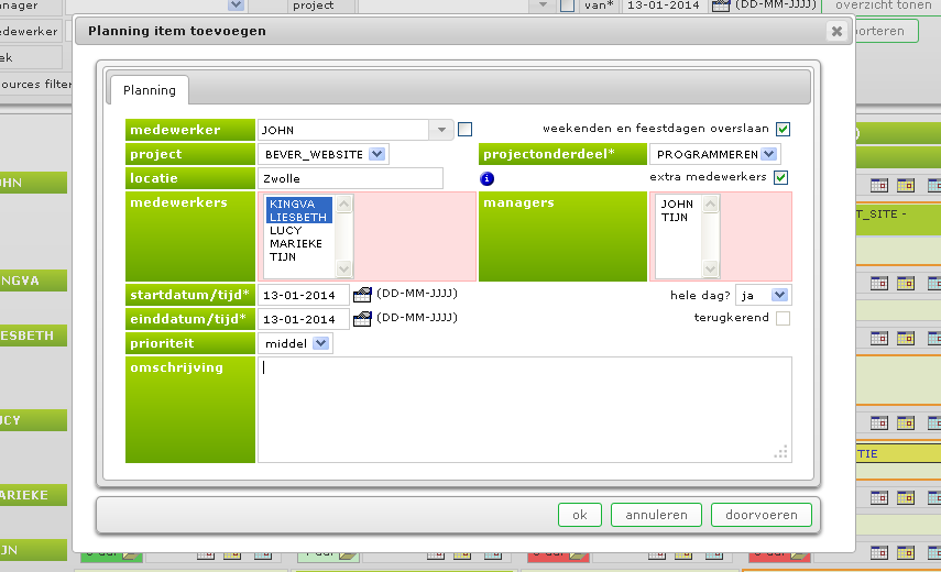 extra medewerkers in venster planning-item toevoegen extra medewerkers in venster planning-item toevoegen