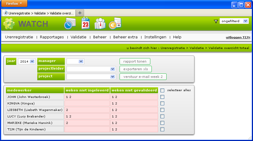 validatie overzicht validatie overzicht