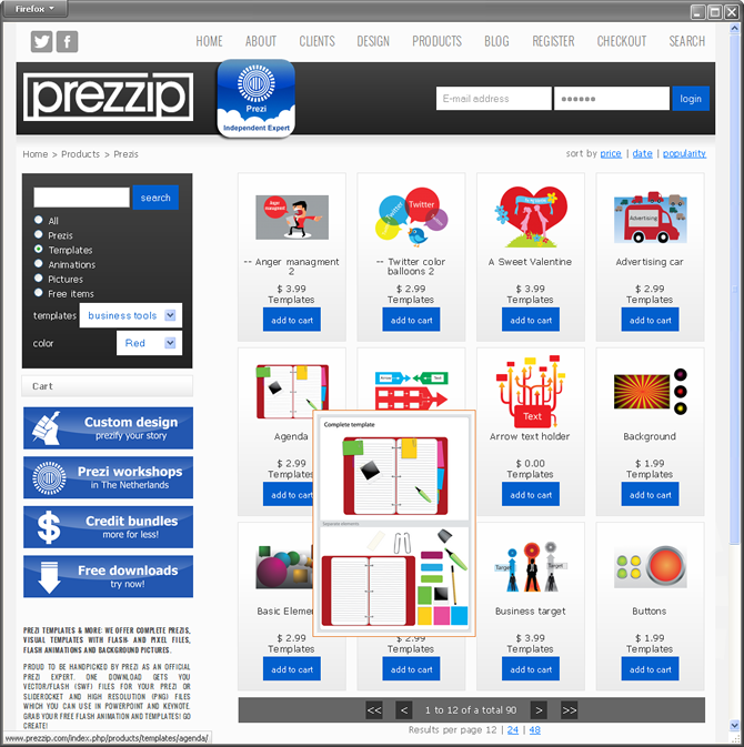 Prezzip template winkel