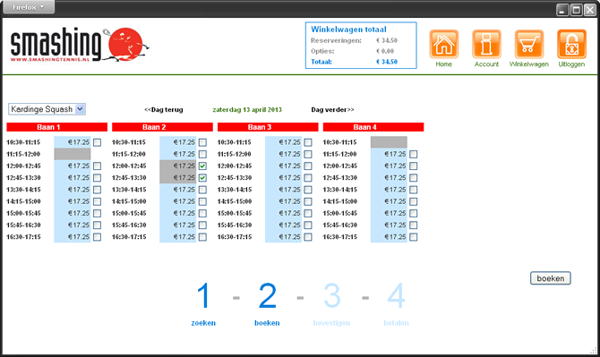Smashing tennis reserveringssysteem